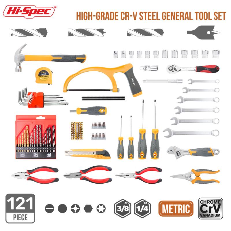 Hi-Spec Professional 91pcs Tools Set with Aluminum Case Socket Wrench Repair Tool Set of High-grade CR-V General Hand Tools Set