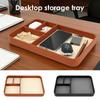PU Leather Tray Stylish Bedside Tray Entrance Area Plate Nightstand Organizer Bedside Caddy for Phone Keys Watch Wallet