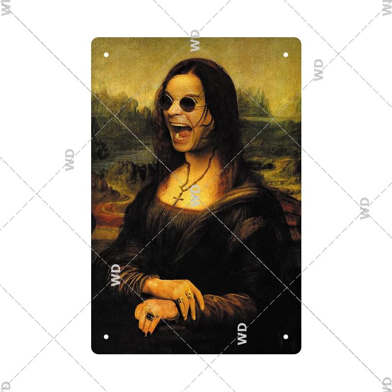 Vintage Sexy Funny MonaLisa Metal Sign Metal Tin Plaque Metal Vintage for Pub Bar Sign Man Cave Decoration Iron Plates