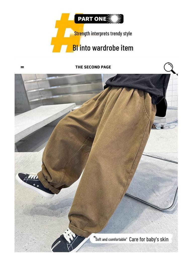 Boys' Casual Wide-Leg Pants - Autumn 2025: Trendy Loose Fit for Kids