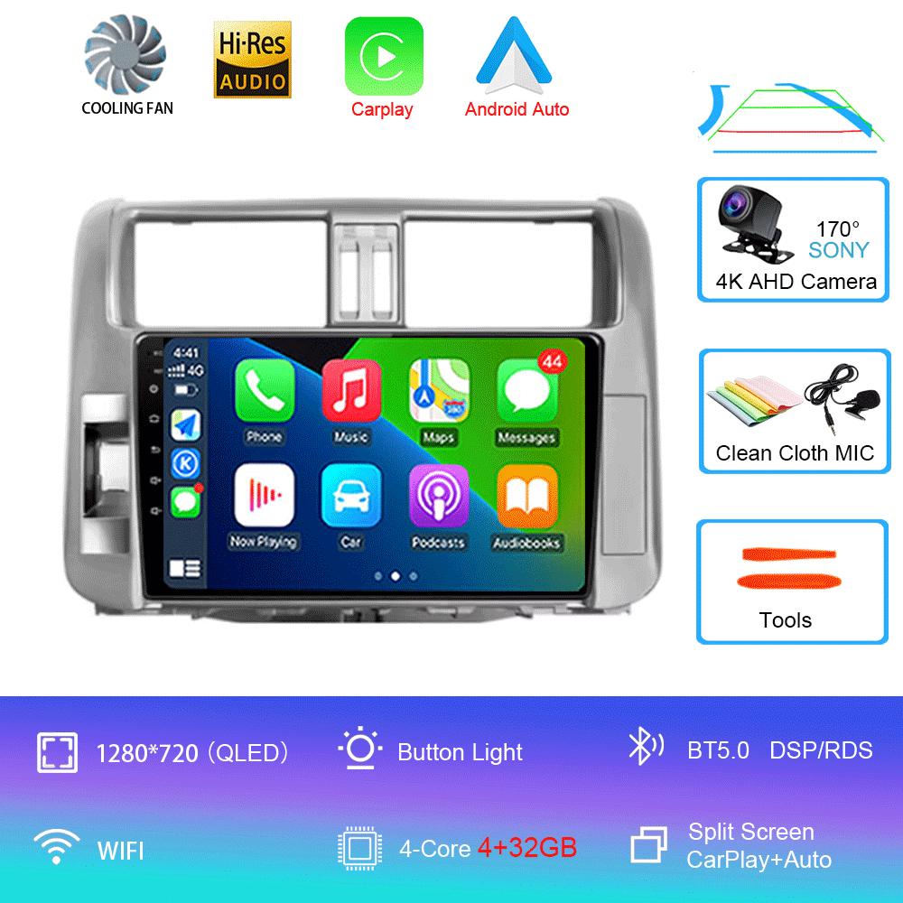Car Radio Android 14 Carplay Auto For Toyota Land Cruiser Prado 150 2009 - 2013 Navigation GPS Multimedia Player video Stereo BT