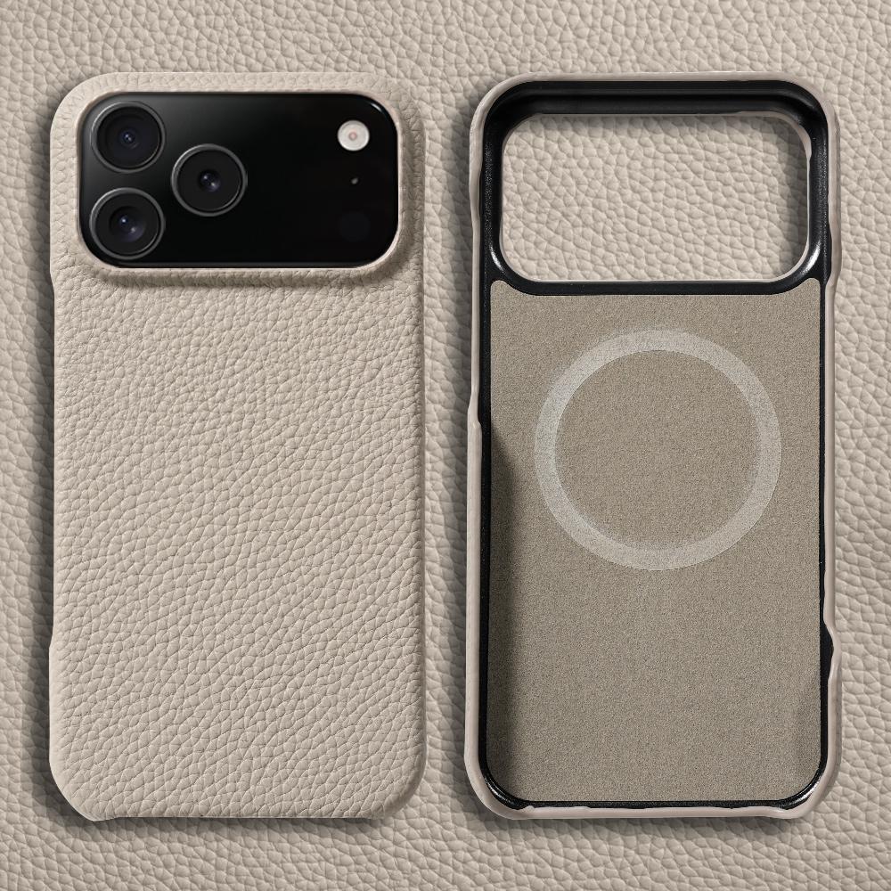 Lychee Natural Cowhide Leather for Magsafe Case for iPhone 17 Air 15 16 Pro Max 17Pro Magnetic Protector Luxury Phone Back Cover