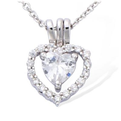[M6208] - Silver Pendant 'Precious Love' White Silver (rhodium Plated) - 15x11 Mm