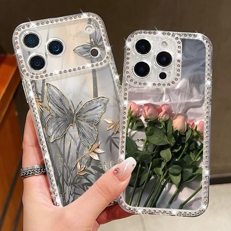 Creative Butterfly Pattern Phone Case For iPhone 17 Air 16e 16 14 15 13 17 Pro Max 15 16 Plus 17 Shockproof Bling Diamond Soft TPU Case Cover