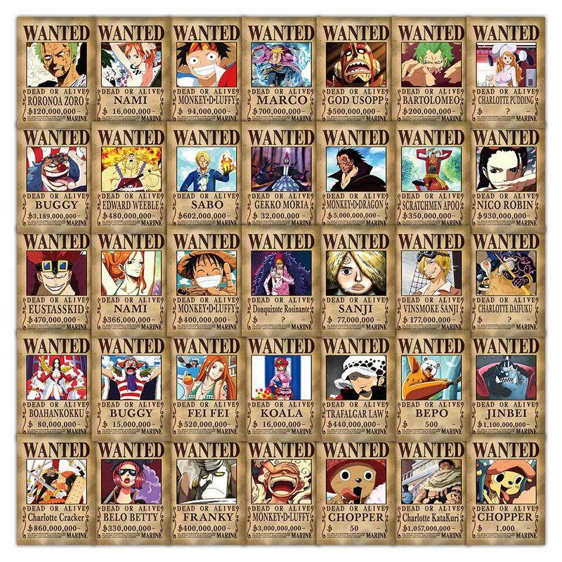 50 Stück Anime One Piece Steckbriefe Aufkleber Coole Graffiti Aufkleber DIY Handy Koffer Laptop Kühlschrank Wanddekor Aufkleber Schönes Spielzeug