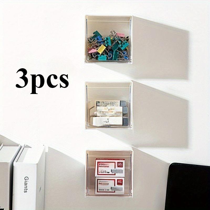 2/3pcs Plastic Makeup Organizer-Unfinished Finish,No Drill Installation,Compact Design with Flip Cover for Cotton Pads,Hair Ties