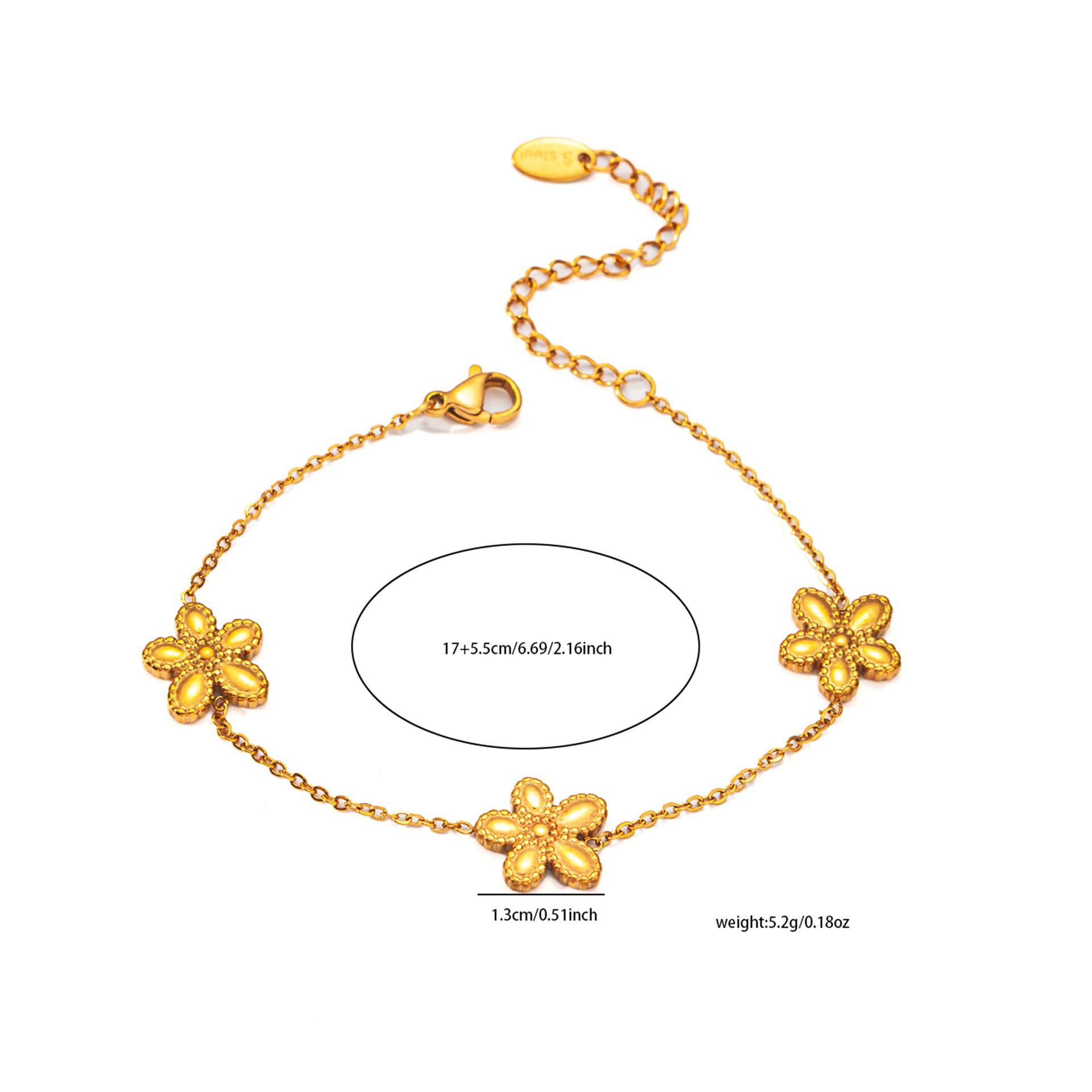 

Комплект круглого браслета и ожерелья из нержавеющей стали с цветочным узором