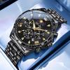 OLEVS Fashion Silver Blue Stainless Steel Watches for Men Sport Waterproof Man Moon Phase Date Male Quartz Wristwatch reloj