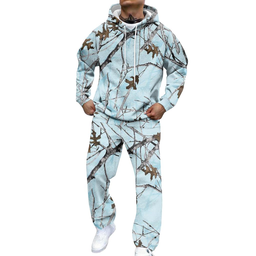 Men's Camouflage Hooded Sweatshirt And Sweatpants Casual Sports Suit