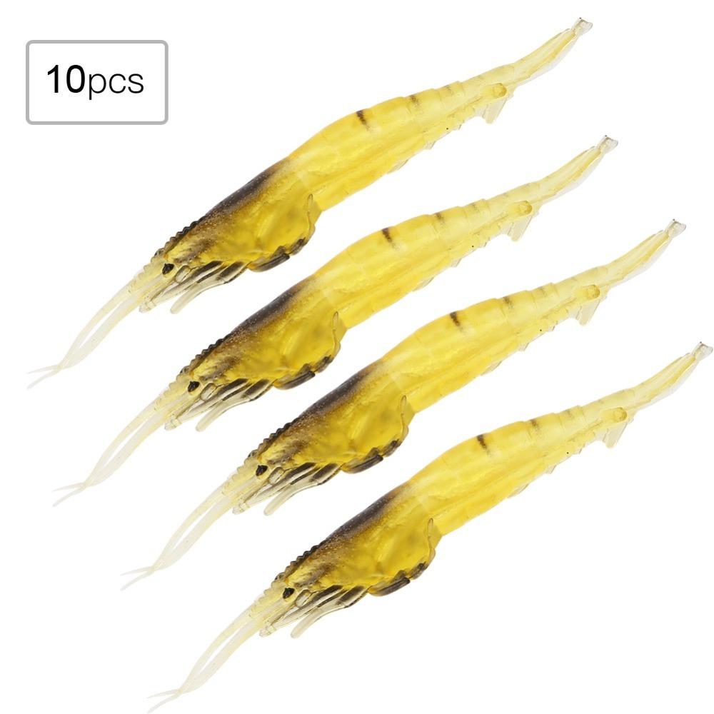 10PCS Leurres Crevettes PVC Leurres Souples de Pêche Appâts Crevettes Durables Pêche au Bar