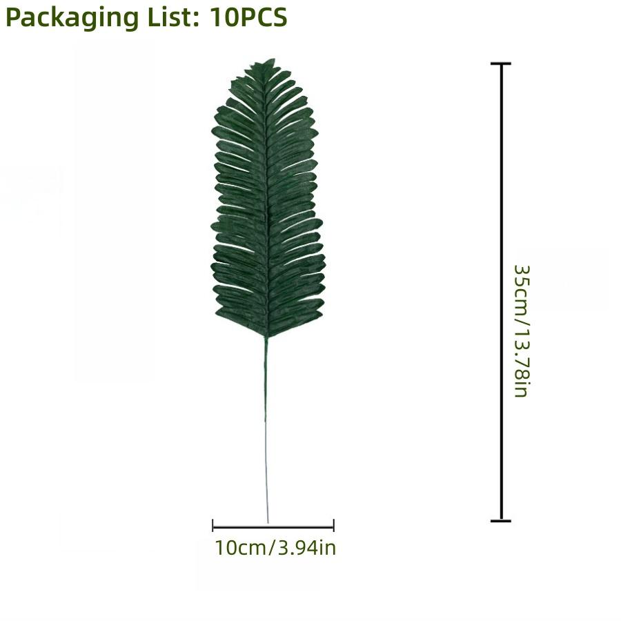10/56pcs Tropical Palm Leaves Set - Artificial Safari Jungle Leaf Decorations with Stems for Party Home Accents
