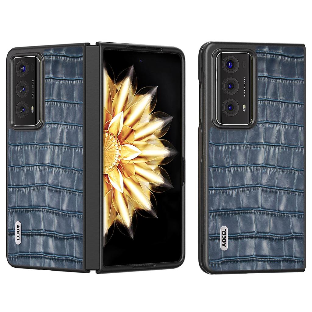 ABEEL For Honor Magic V2 5G Genuine Cow Leather+PC Cover Crocodile Texture Shockproof Phone Case