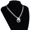 Elegant Dazzling Rhinestones Stud Earrings And Pendant Necklace Set Lightweight Alloy Jewelry For Party Or Daily Wear