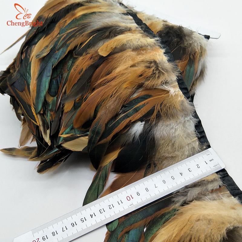 CHENGVRIGHT Wholesale 10 Meter 13-18CM Chicken Rooster Tail Feathers Trims Strip for Wedding Party Clothing Rooster Feather Trim