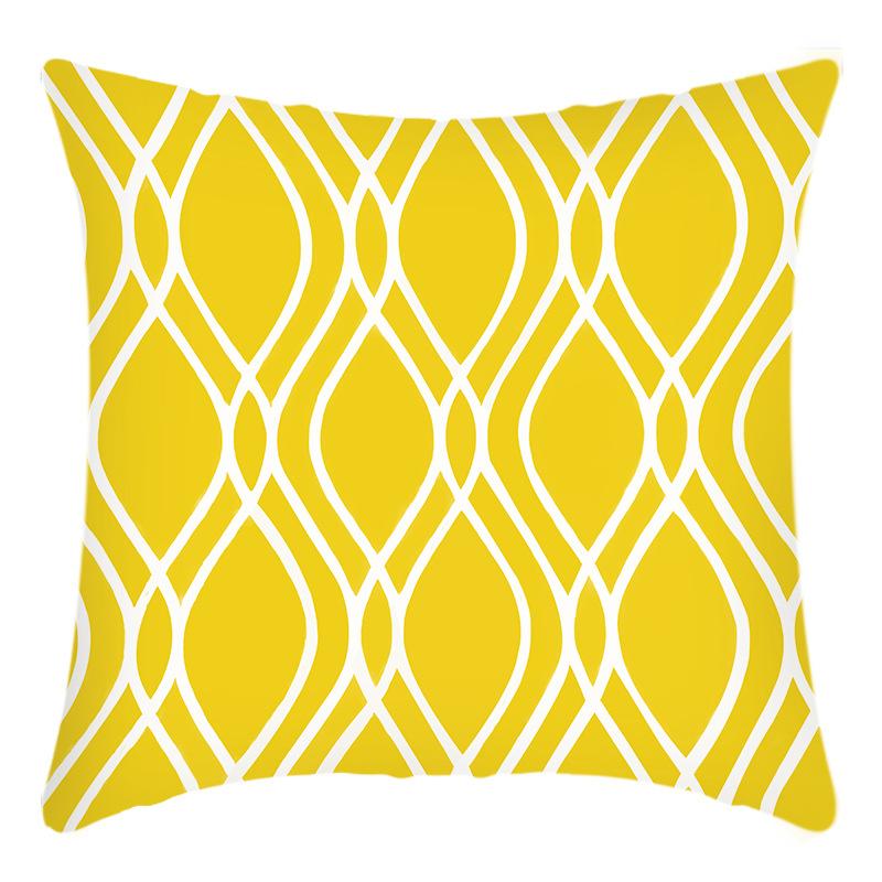 New Green Plant Letter Print Yellow Daisy Chrysanthemum Print Cushion Home Sofa Cushion Cover