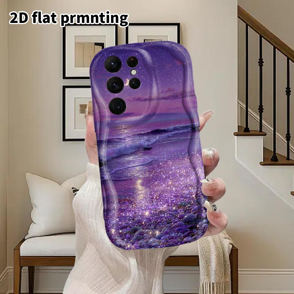 Phone Case: 2D Flat Samsung Galaxy A34 A35 M05 M06 S20 S22 S21 FE Plus 5G Protective Case, Couple Style, Glow-in-the-Dark Beach, Christmas and Hallowe