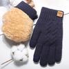 New Double layer Thickened Plush Winter Touch Screen Gloves Cold-proof and Warm Plush Men's Knitted Gloves