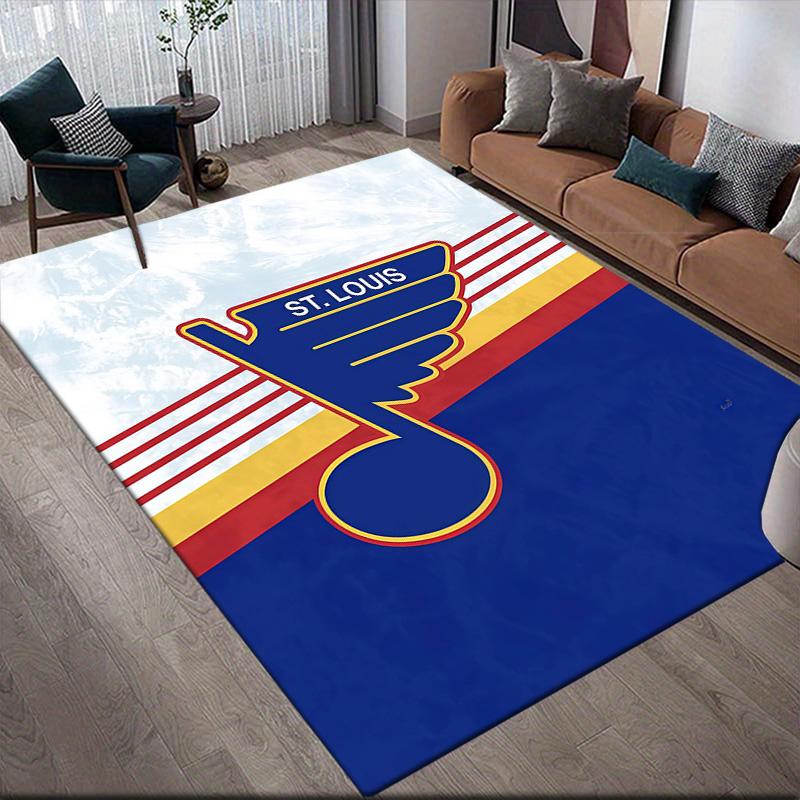 St. Louis Blues Flannel Pattern Square Carpet,Area Rug,Carpet Rug for Living Room Bedroom Sofa Playroom Decor,Non-slip Floor Mat