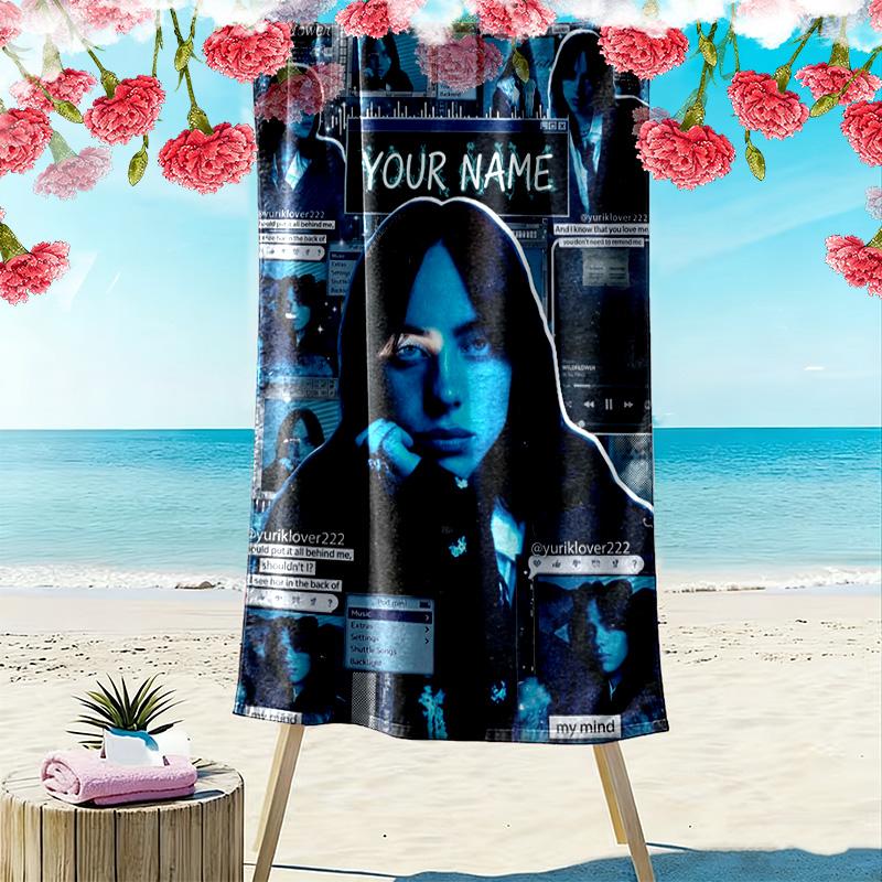 Name Custom Billie Print Beach Towel, Large Soft Quick Dry Towel for Beach Camping Swimming