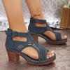 Fashion Women Fashion Strap Sexy High Heel Sandals Woman Roman Hollow Pumps Lace-up Peep Toe Sandals Casual Chunky High-heeled Sandals