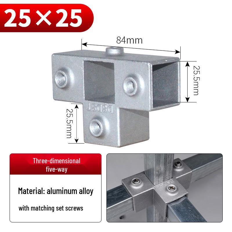 Galvanized Aluminum Alloy Square Tube Connector Fastener Joint, 20/25/30mm