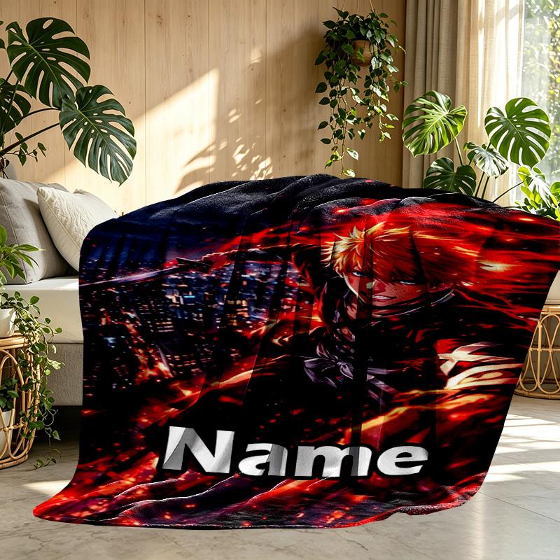 Custom Name Personalized BLEACH Print Blanket, Home Decor, Bedroom, Sofa, Camping, Couch, Gifts for Birthday ChristmasEnthusiasts