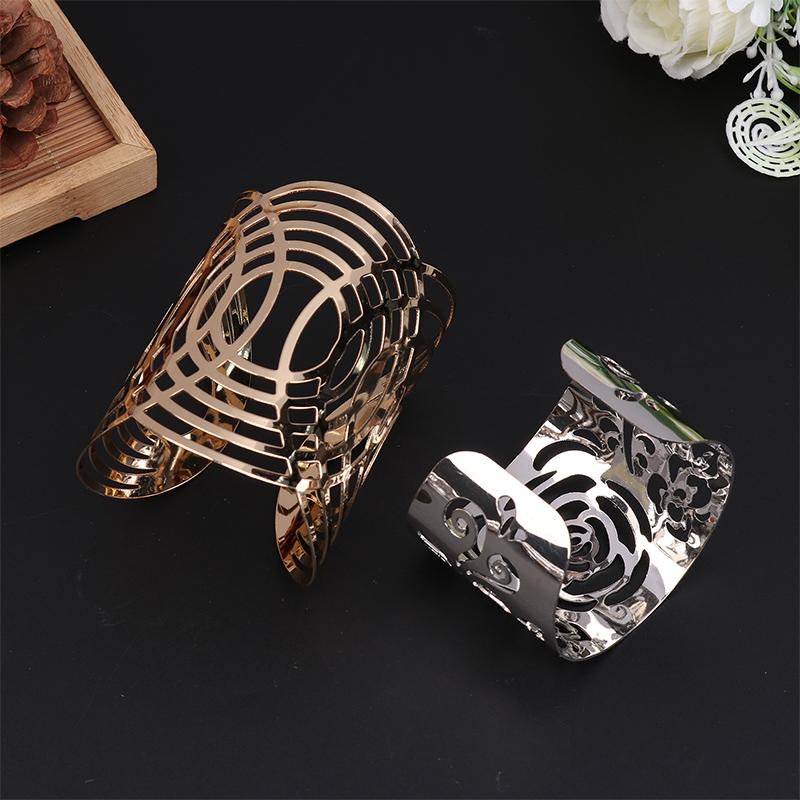Chunky Wide Metal Bracelets For Women Open Cuff Exaggerated Cuff Bangles Trend Charm Arm Jewelry  Gifts