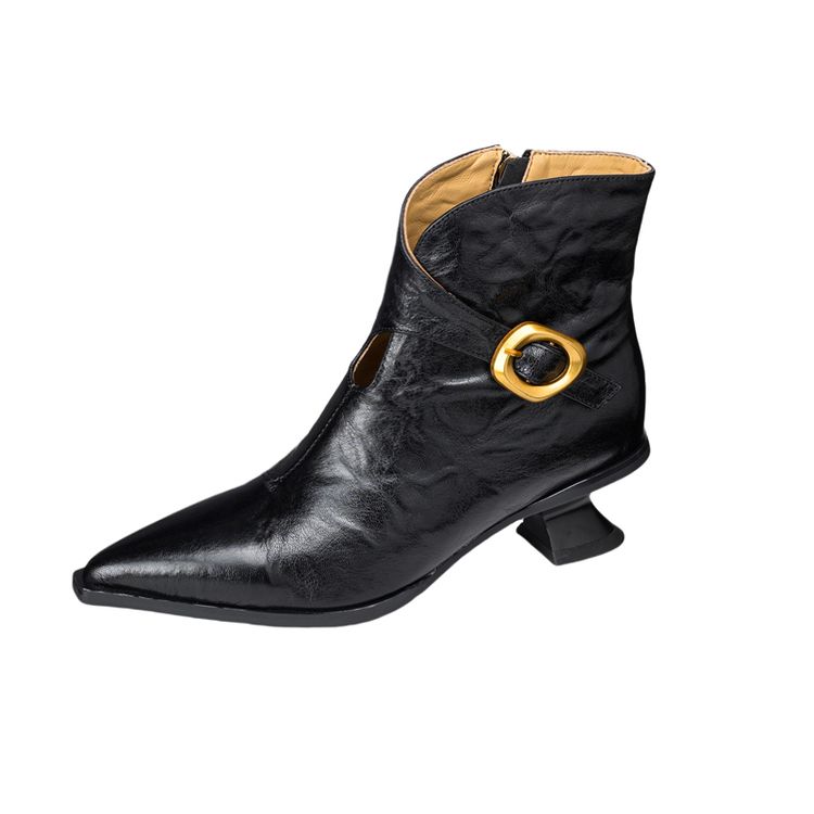 Fashion New Autumn Winter Women Boot Shoes for Women Pointed Toe Short Boots Fashion Boots Genuine Leather Boots Handmade High Heels