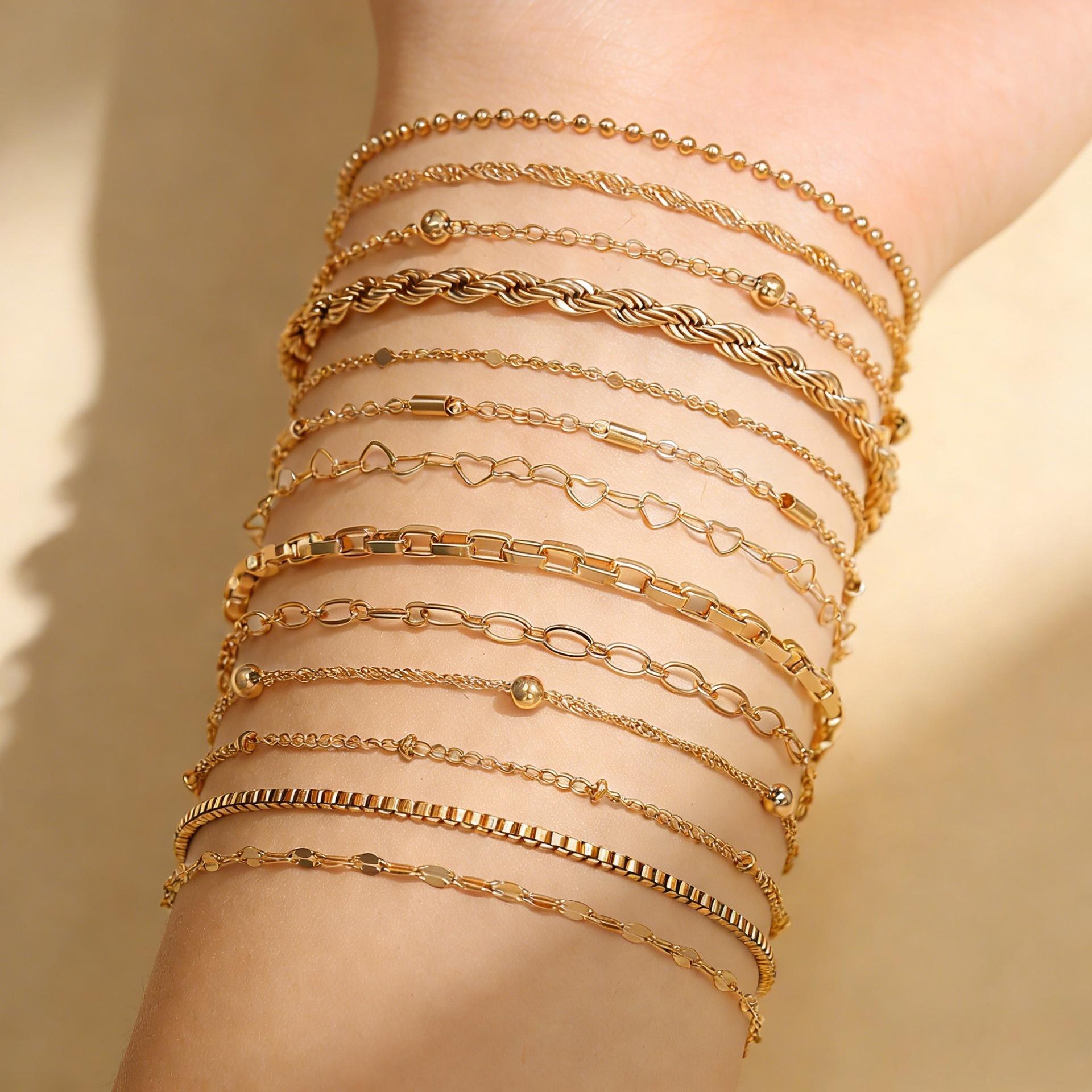 Hot-selling wind love round bead twist chain bracelet set simple multi-layer jewelry