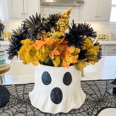 Ghost Bucket Halloween Decoration Large Capacity Indoor Outdoor Ghost Planter Vase Decor