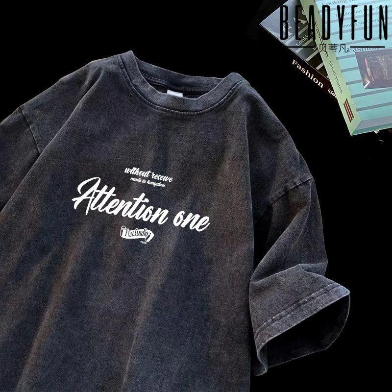 Dámské prané tričko Korejský top s potiskem, kulatým výstřihem, krátkým rukávem. Módní Streetwear tričko s krátkým rukávem.