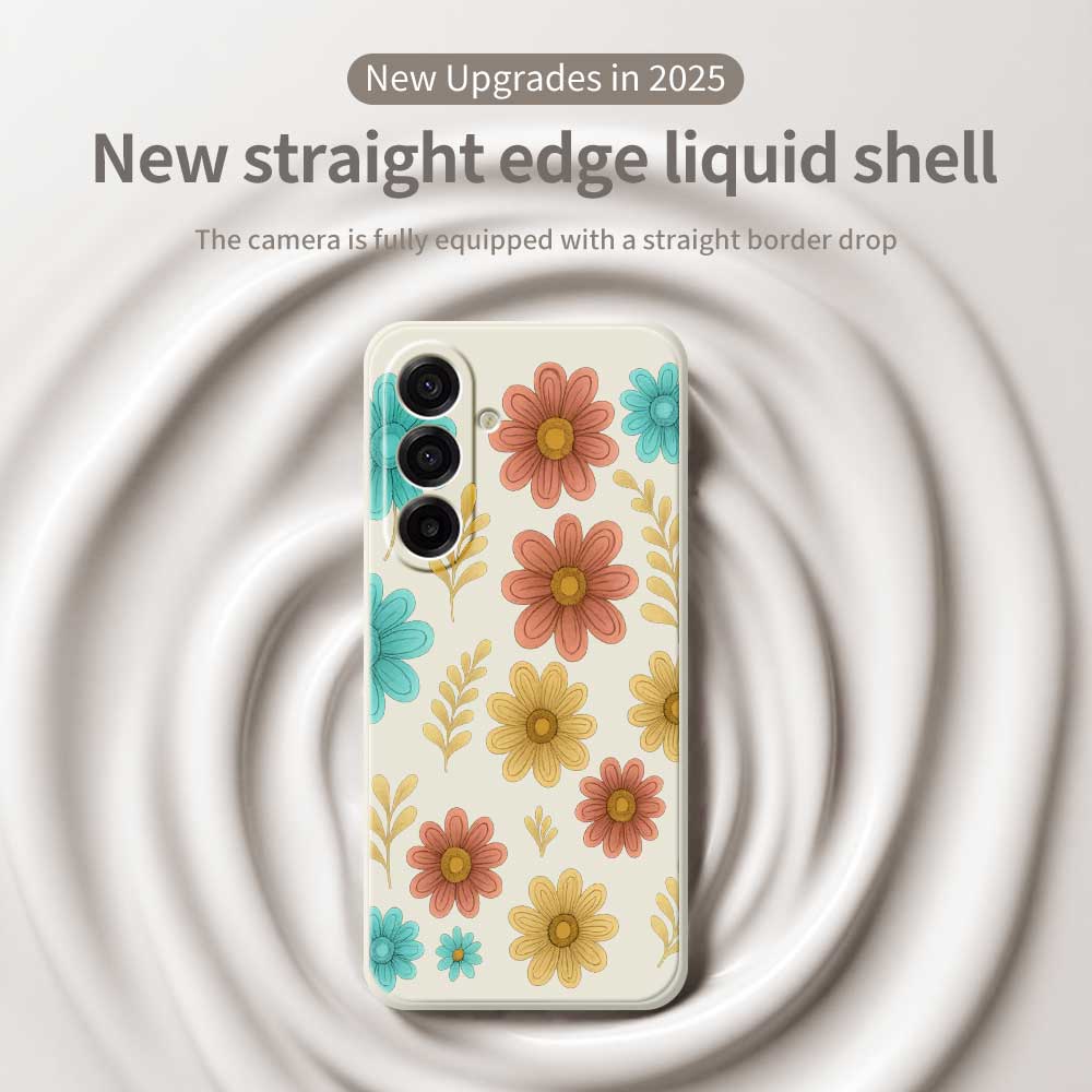 For Samsung Galaxy A17 5G Case Red Yellow Blue Flowers Pattern Printing Straight Edge TPU Phone Back Cover