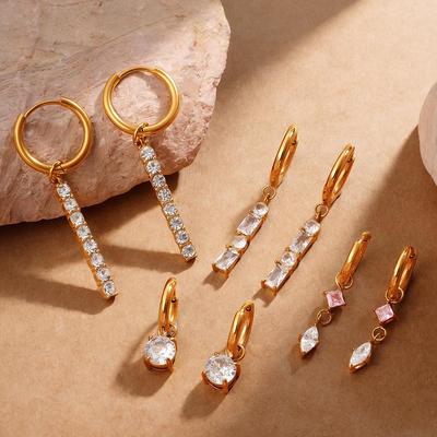 Exquisite Rhinestone Square Bar Dangle Earrings: Versatile European & American Socialite Fashion