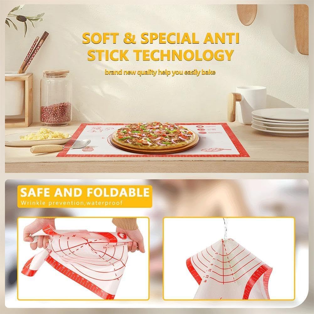 Non Stick Silicone Baking Mat Non Slip Kneading Dough Mat Pastry Mat With Measurements Pizza Cake Sheet Liner Cooking Tools