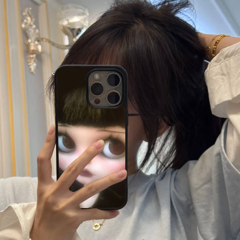 Dark Cute Girl Doll  Hard Plastic Phone Case For Iphone 17 Air 16 15 14 13 12 11Pro Max PC TPU Cover