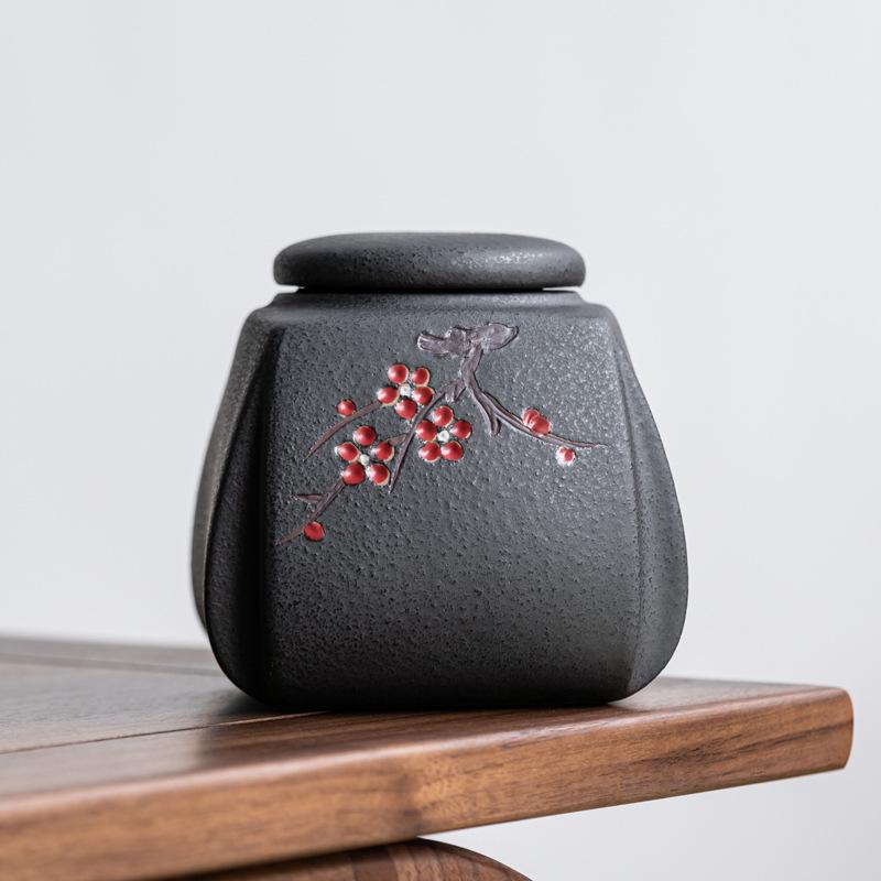 Vintage Plum Blossom Ceramic Tea Jar Sealed Coffee Candy Jar Antique Art Decorative Jars Storage Ornaments Home Decoration Gifts