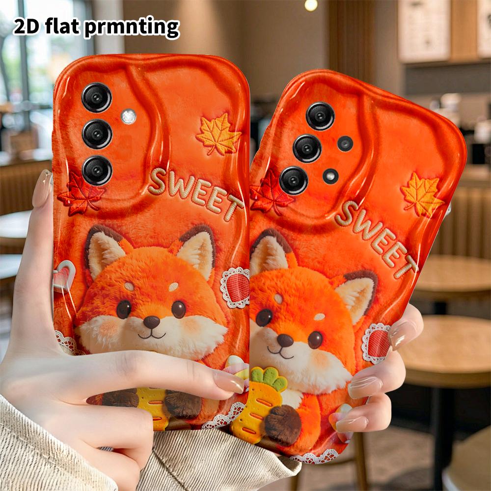 Phone case: 2D flat, suitable for Samsung Galaxy A34 A35 M05 M06 S20 S22 S21 FE Plus 5G protective case, plush little fox, perfect Christmas and Hallo