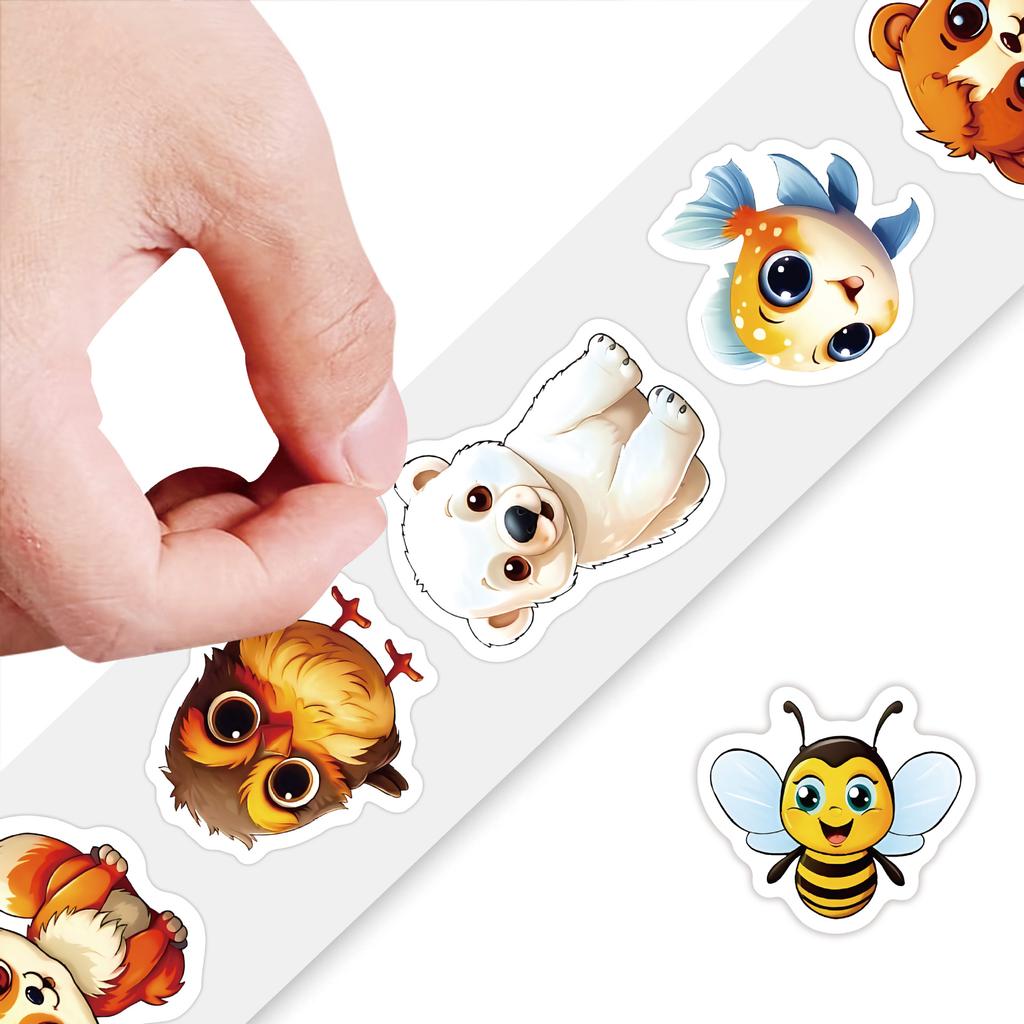 100-500Pcs Cartoon Animals Stickers Birthday Wedding Party Gift Wrapping Label Scrapbook Reward Stationery Stickers