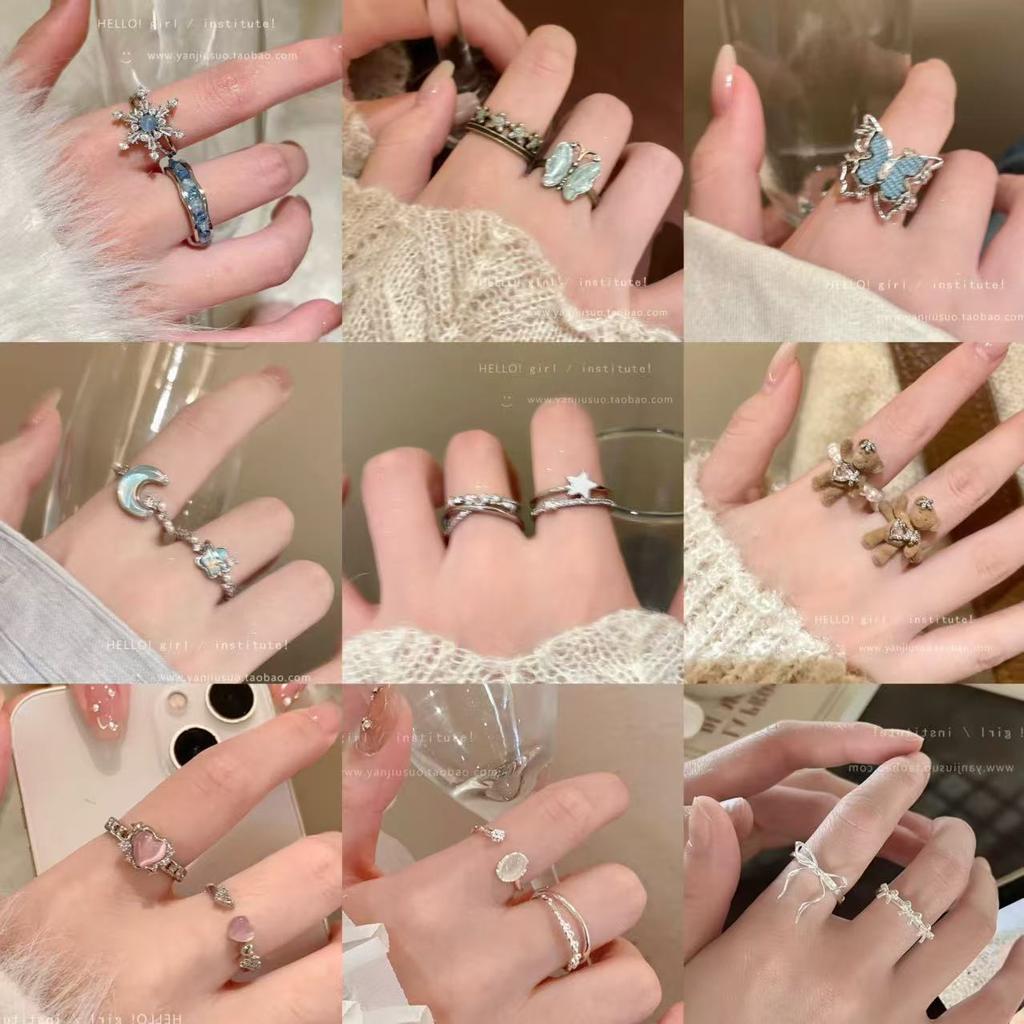 Wind Pearl Zircon Butterfly Ring Female Niche High-end Sense Light Luxury Couple Pair Ring Temperament Open Ring