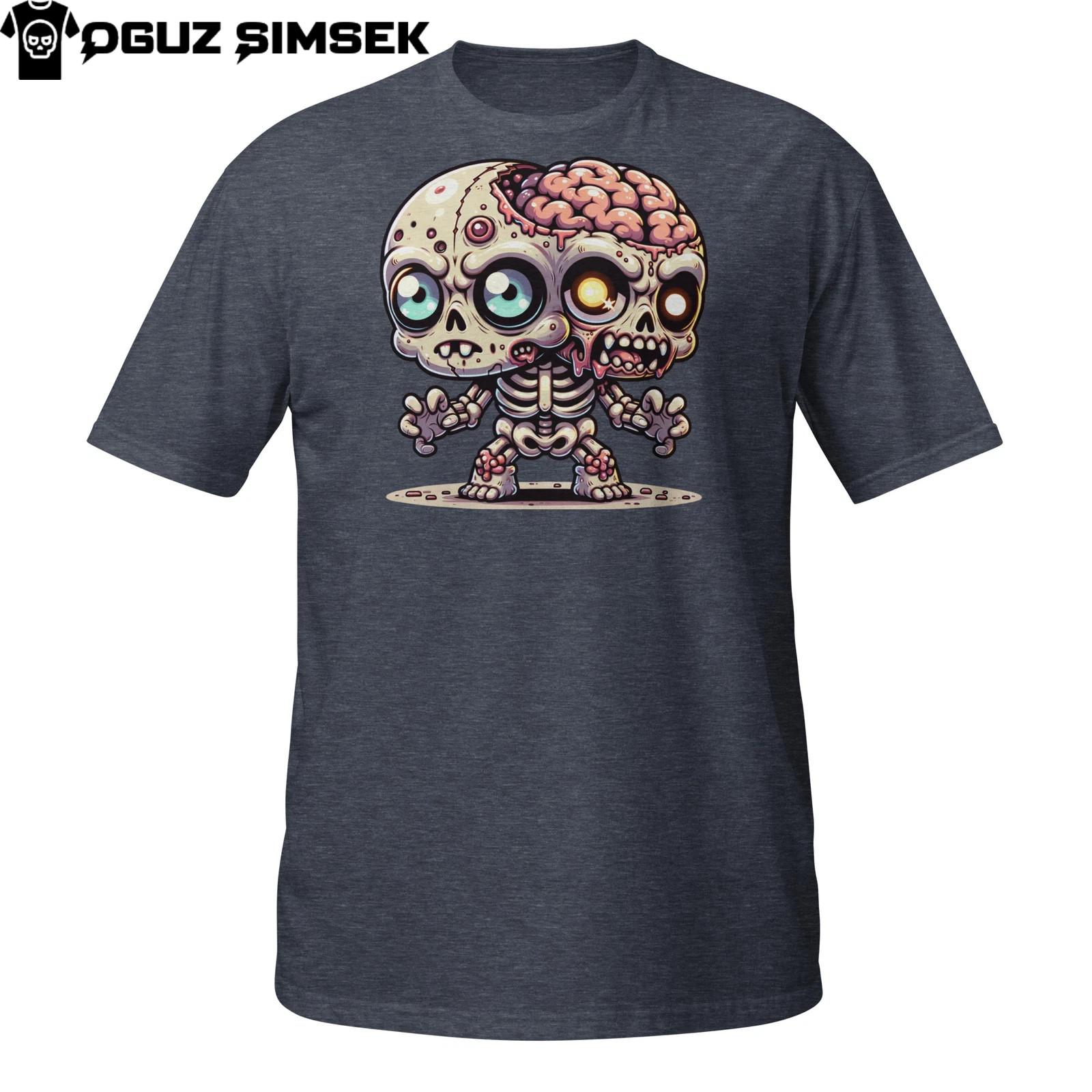 Half-Brain Skeleton T-Shirt Mens Womens Tees Top | Creepy Cute Skull Monster | Chibi Undead Tee 3XL