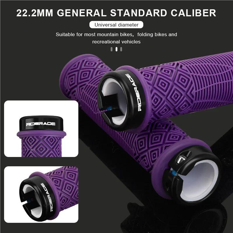 RIDERACE Bicycle Handlebars Grips TPR Rubber Ergonomic Mountain Mtb Bike Handle Bar Bmx Steering Grip Anti-skid Comfy Bar Ends