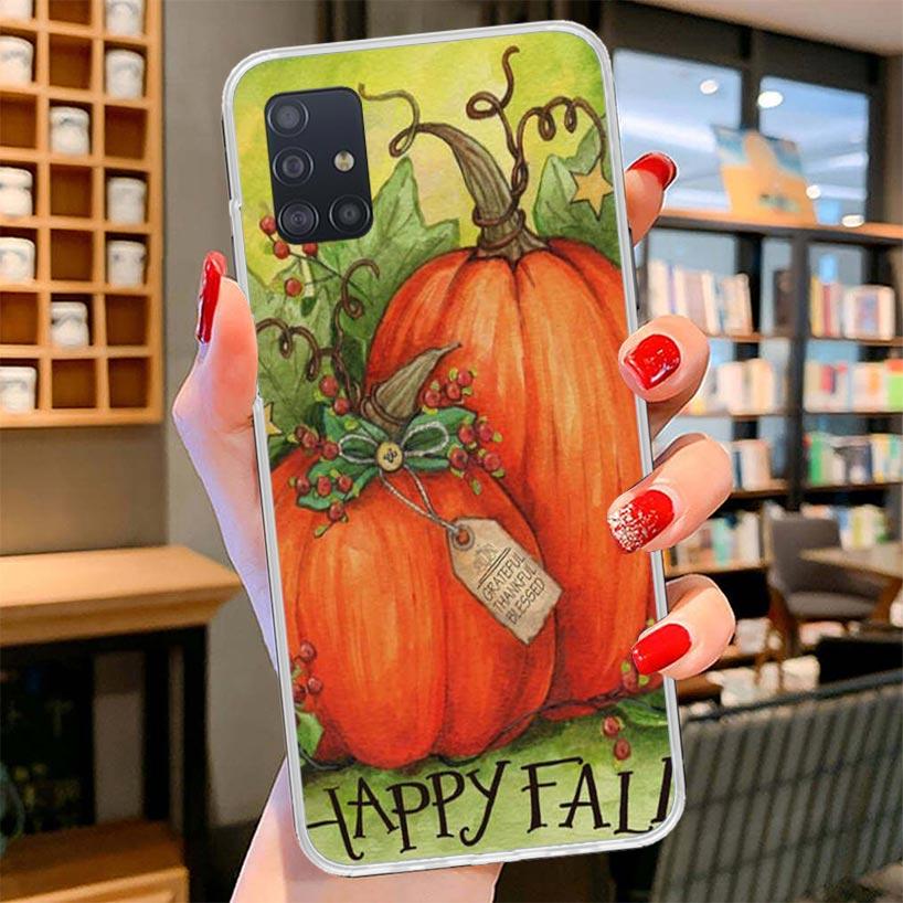 Pumpkin Happy Fall Autumn Cover Phone Case For Samsung Galaxy A12 A22 A32 A52 A72 A02S Phone Case Note 20 Ultra 10 S10 Plus A51