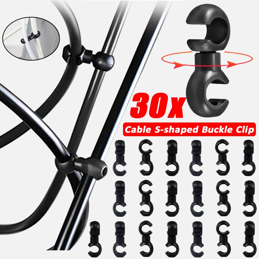 10/20/30pcs Universal S-Type Cable Clip Buckle Bicycle Brake Gear Cable Clips 360° Rotatable Hose Guide Clamp for Road Bike