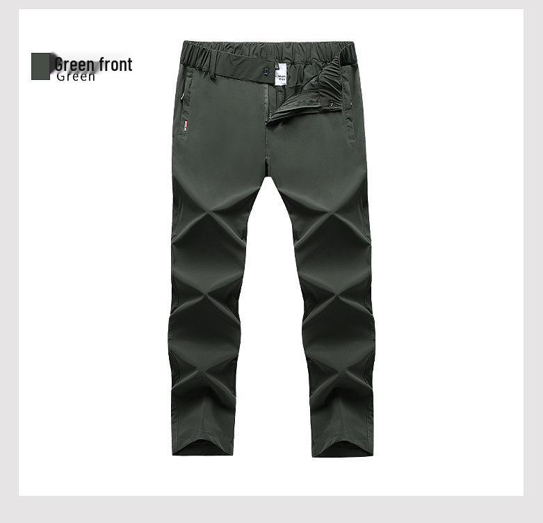 Men's Breathable Elastic Quick-Dry Ice Silk Pants - Loose Fit, Plus Size, Summer Fashion Casual Long Pants