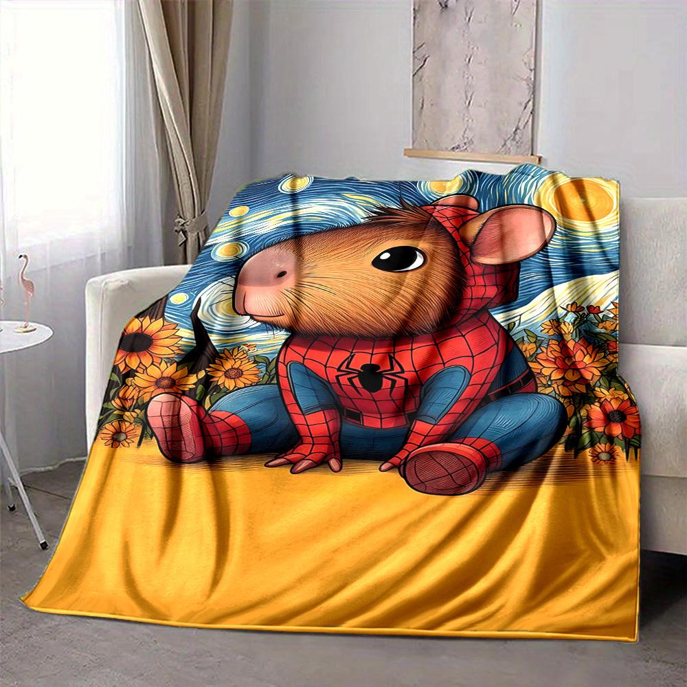1pc Spider Capybara Blanket Soft All Season Throw with Vibrant Design, Perfect for Home, Travel, and Gifts, Ideal for Naps and Camping