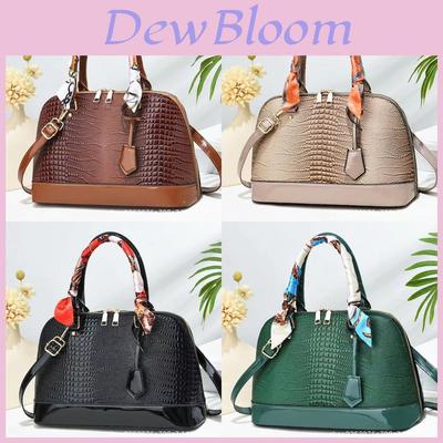 Shell Shape Pu Handbag For Women With Crocodile Pattern And Contrast Elements For Daily Use