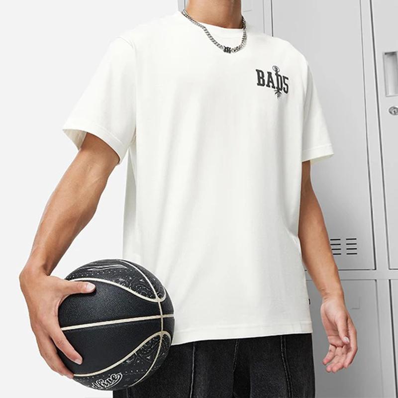 Li-Ning Badfive Series Loose Round Neck Short Sleeve T-Shirt With Back Print Unisex Tops Off-White AHST511-1