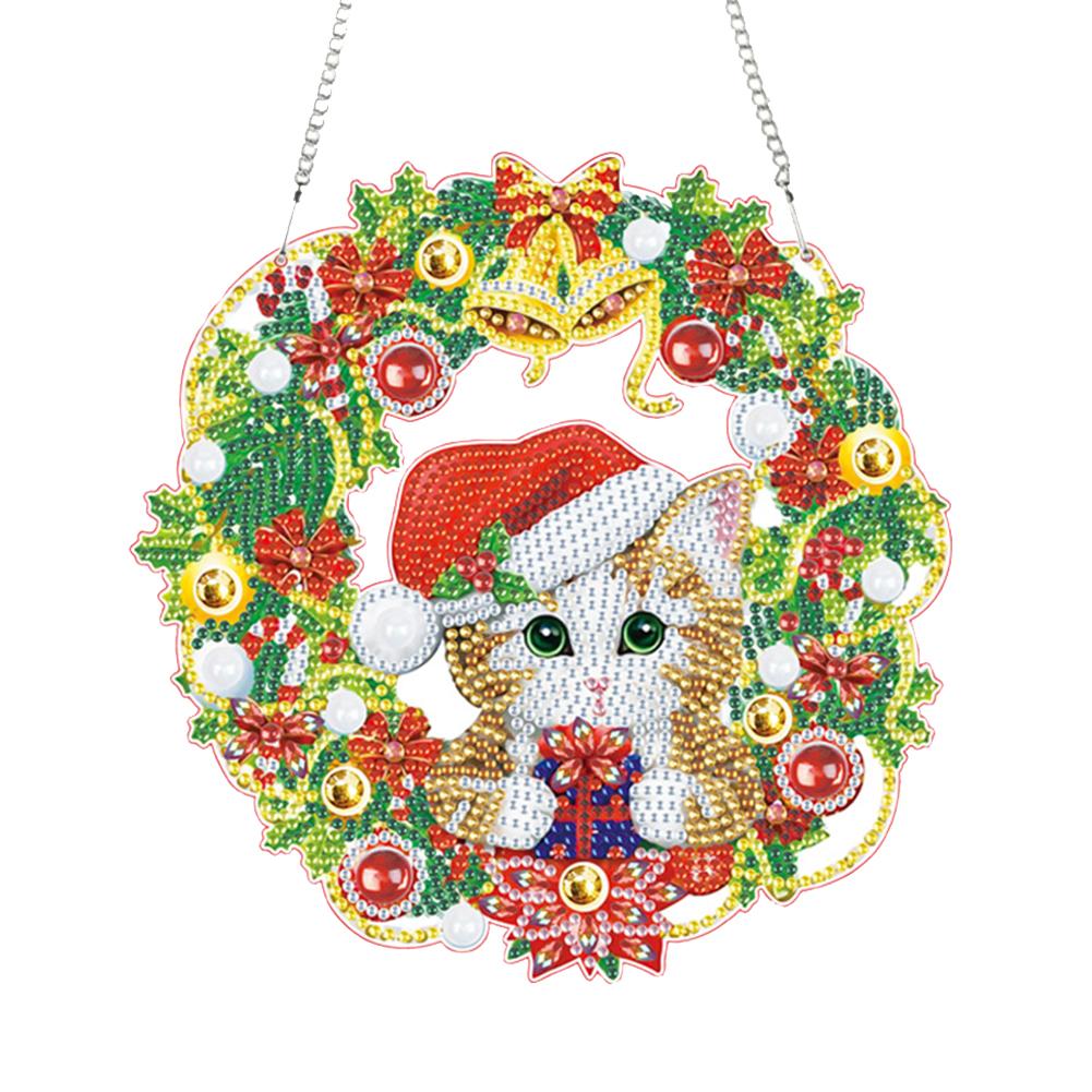 4pcs Xmas Theme 2D Flat DIY Special Shape Rhinestone Diamond Art Window Pendants Diamond Art Pendant Home Wall Decoration Crafts