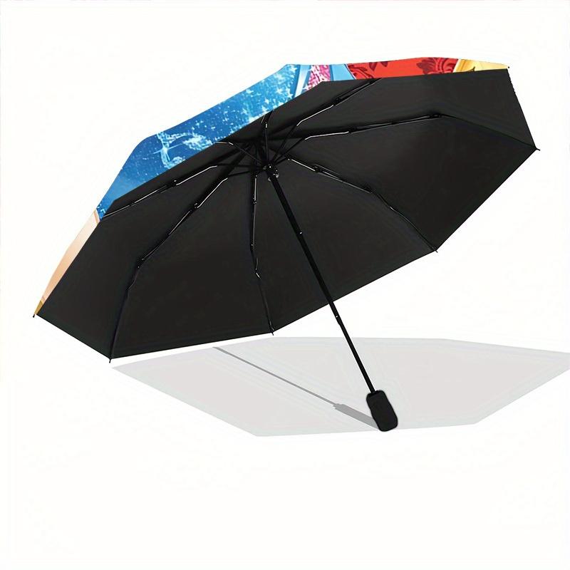 1pc Snow White Automatic Folding Umbrella, 8-Rib Portable & Foldable Design, Highqualityy0722051