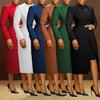 Long Sleeve Bodycon Midi Dress In Multiple Colors